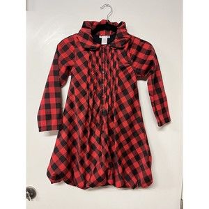 Deux Par Deux Buffalo Plaid Girls Dress Size 8 Bubbled Hem Red and Black
